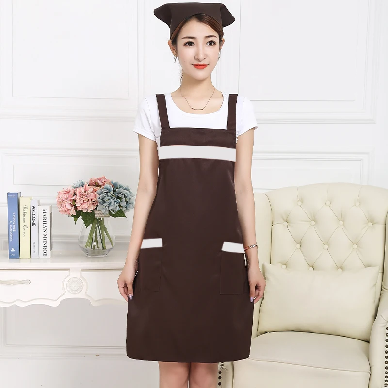 ผ้ากันเปื้อนพนักงานเสิร์ฟผ้ากันเปื้อนทำอาหารในครัวร้านอาหารผู้หญิงร้านทำผมช่างทำผมร้านทำเล็บซูเปอร์มาร์เก็ตร้านดอกไม้