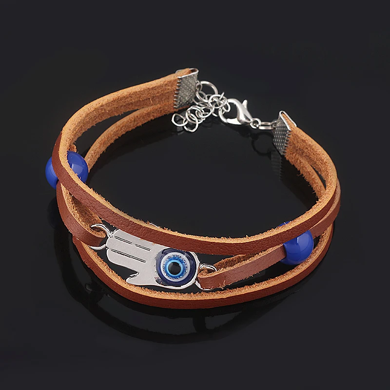 Game The Last of Us Part 2 Ellie Dina Hamsa Bracelet Evil Eye Blue Beads Leather Bracelets Bangles for Women Men Cospaly Jewelry