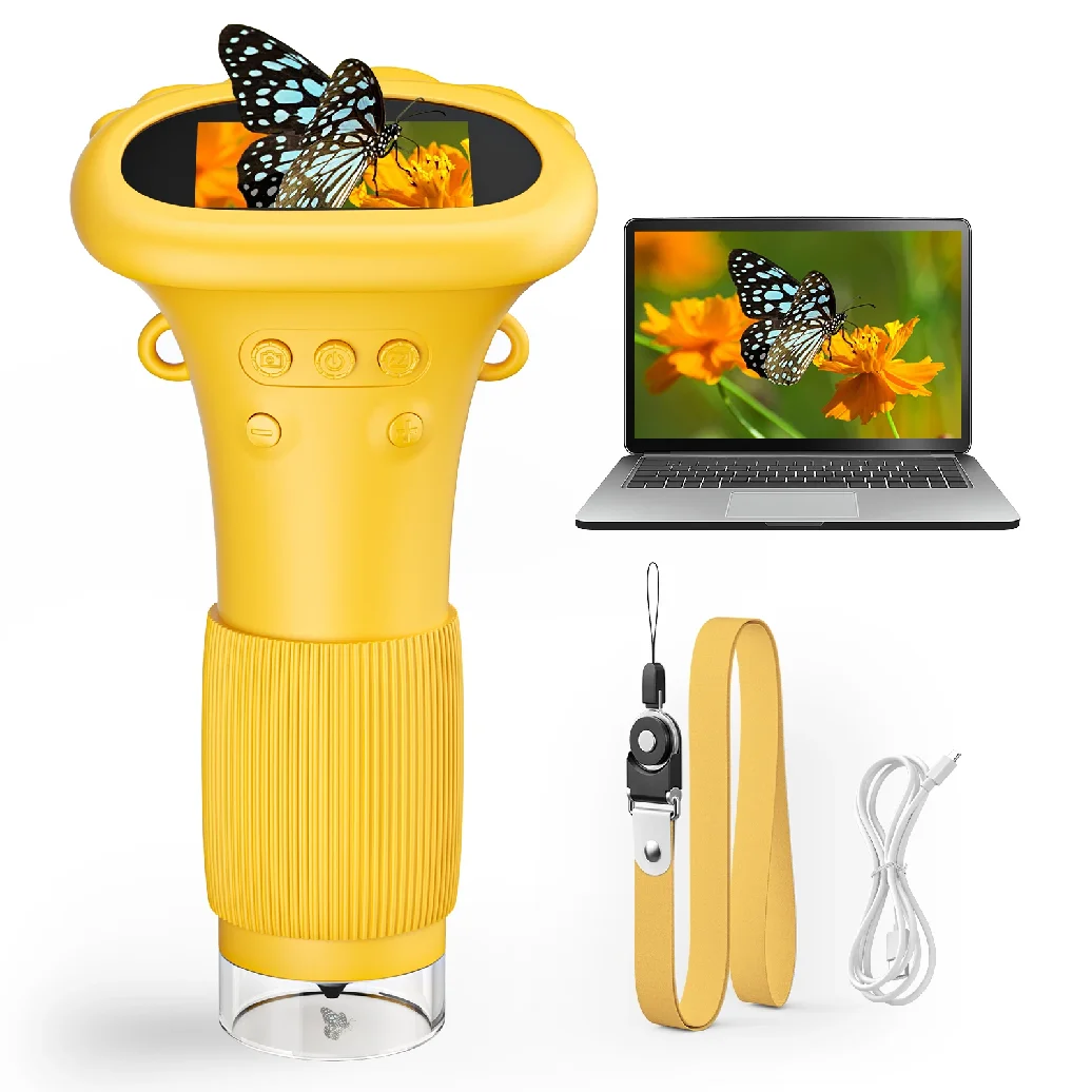 

Mini 1000X Microscope Portable Pocket Microscope for Children Outdoor Observe with USB Microscope, LED Lights Connection to PC