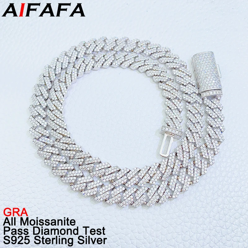 

Top Grade Full Moissanite Tennis Chain Bracelet Necklace Moissanita Hip Hop Cuba Chains S925 Silver Jewelry Pass Diamond Test