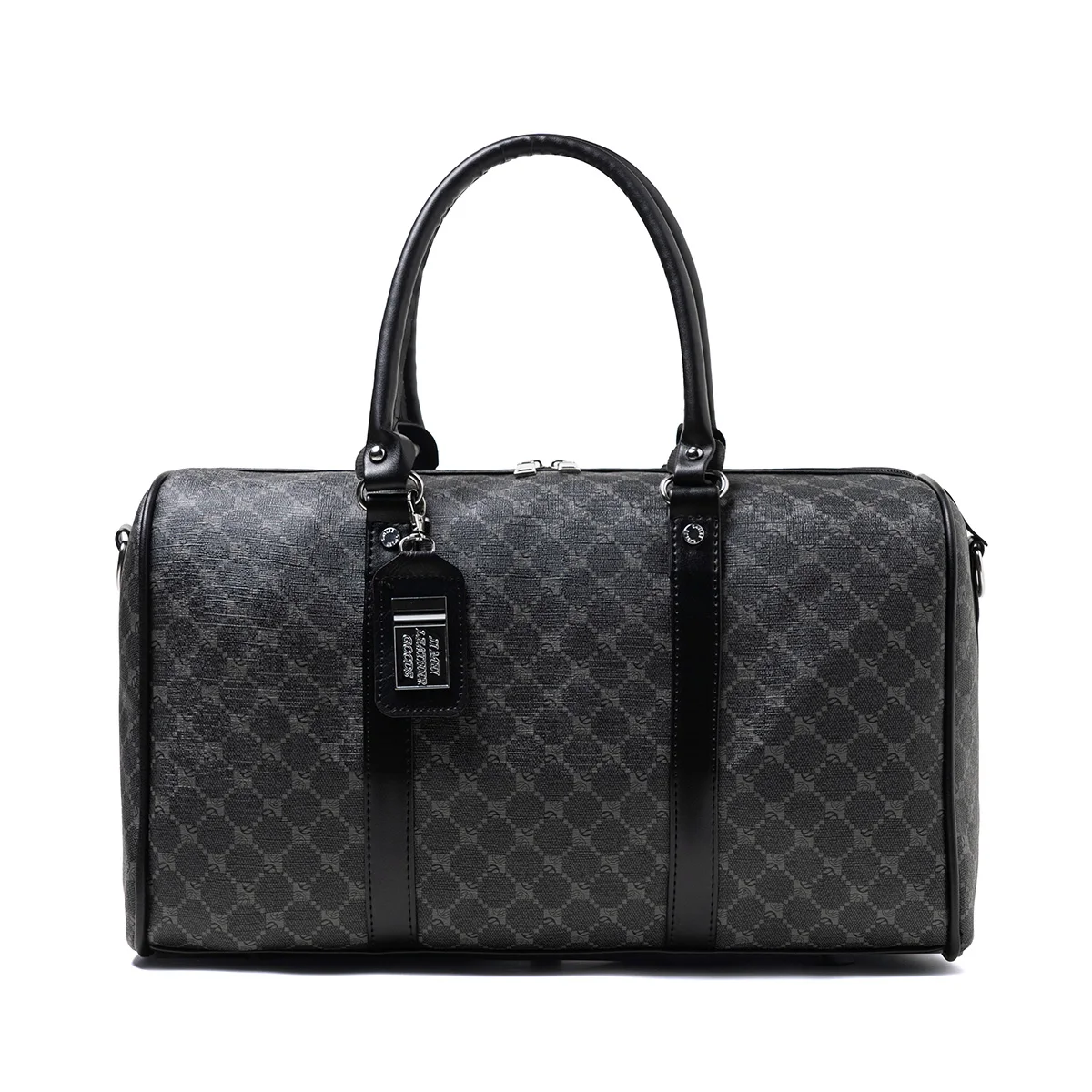 Black Large-Capacity Men's Zipper Travel Bag, Dual Handles with Wide Shoulder Straps for Ease of Use, Waterproof, Wear-Resistant, Durable, Easy-To-Clean Fabric Suitable for Travel, Business Trips, Gym Use, Can Carry Shoes, Clothes, Water Bottles, Books, Suitable for Various Occasions, Understated and Elegant Circular Pattern, Suitable for All Seasons, Practical and Versatile, Can Be Carried on Airplanes