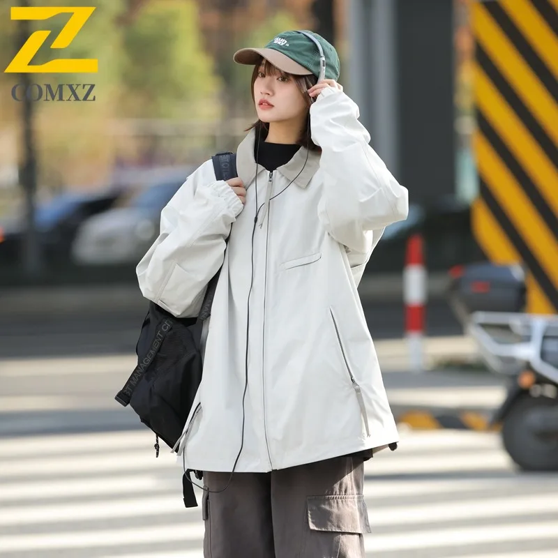 

2025 New Autumn Windproof Jacket Men Women Harajuku Casual Wide Zipper Pocket Coat Man Street Solid Color Windbreaker Jackets