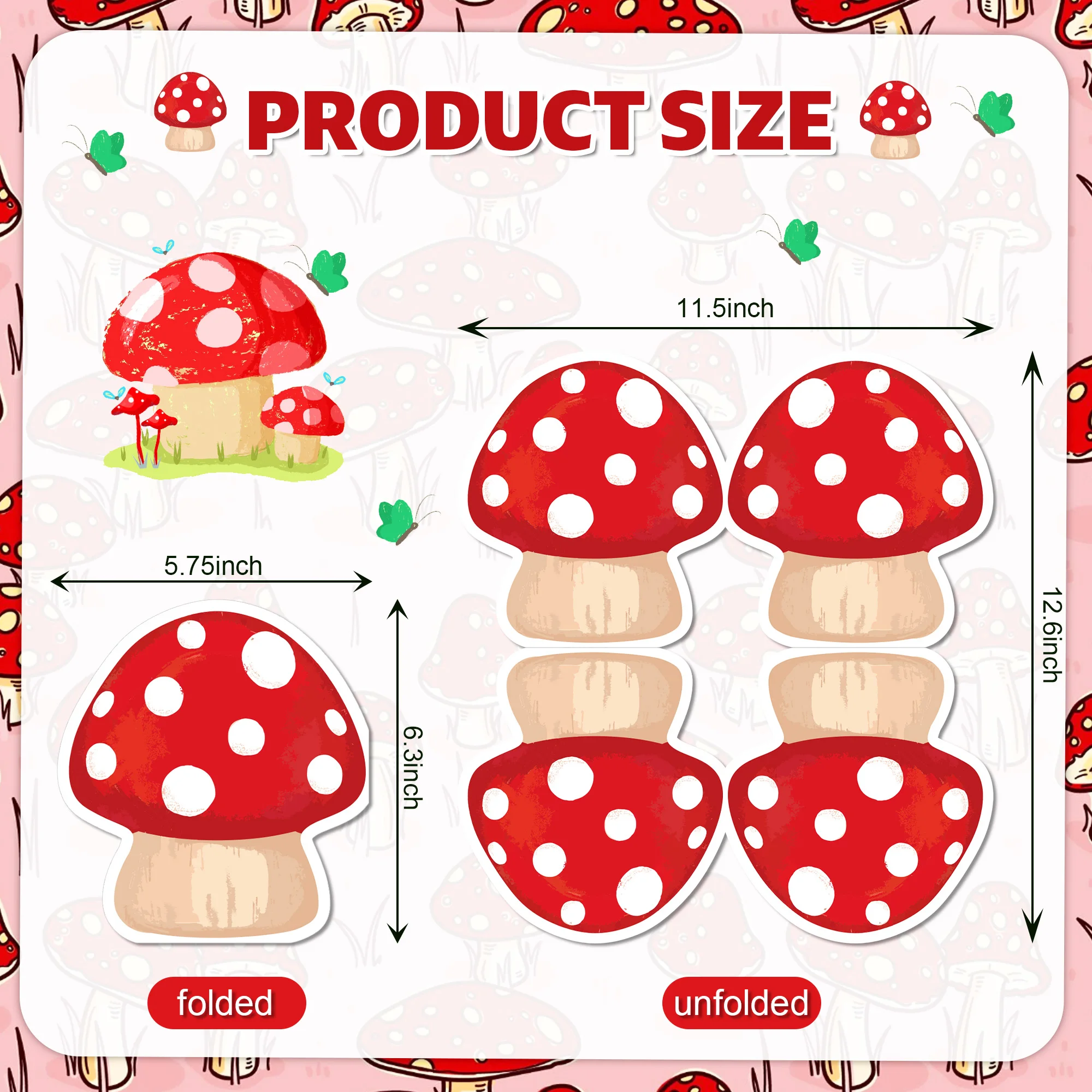 20/100PCS Pilzförmige Serviettentaschentücher Rote Pilztücher Tischdekoration Waldthema Babyparty Geburtstag Partyzubehör – Detail 2