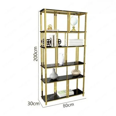 Stainless steel bookshelf floor shelf living room modern simple metal partition display shelf light luxury bookcase