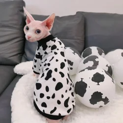 Winter Cat Clothes Cows Pattern Cowboy Loungewear for Devon Rex Cat clothing Soft Cotton T-Shirt for Sphynx Cat