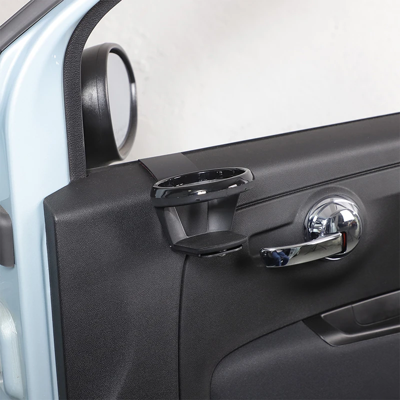 For Fiat 500 2010-2025+Carbon steel black car interior door panel upper edge water cup holder  interior modification accessories
