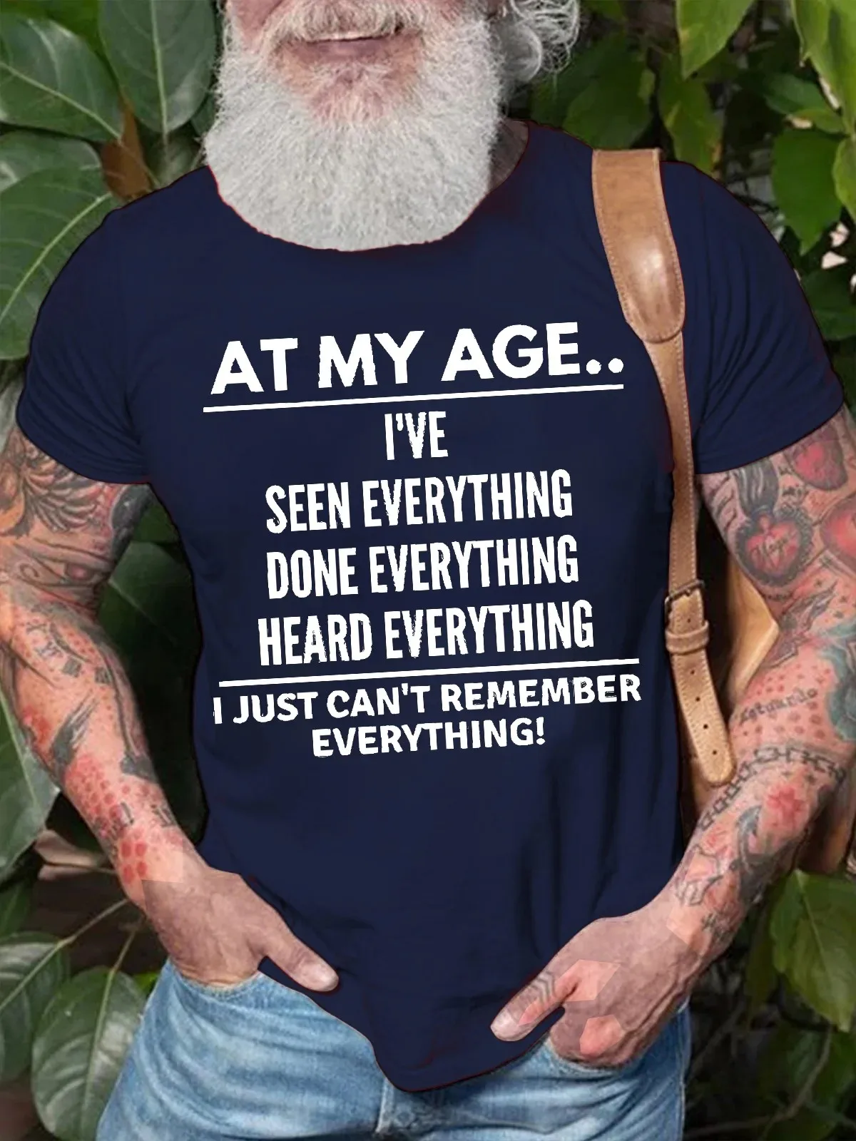 Mens At My Age I Can’T Remember Everything Funny Text Letters Cotton Crew Neck T-Shirt image 5