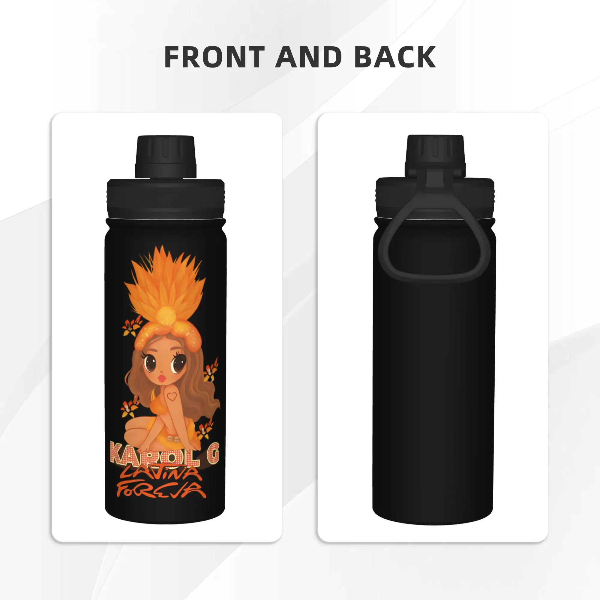 Singer Karols G 18OZ Sports Insulated Kettle  Coffee Cups Stainless Steel Travel Outdoor Mug Water Bottle