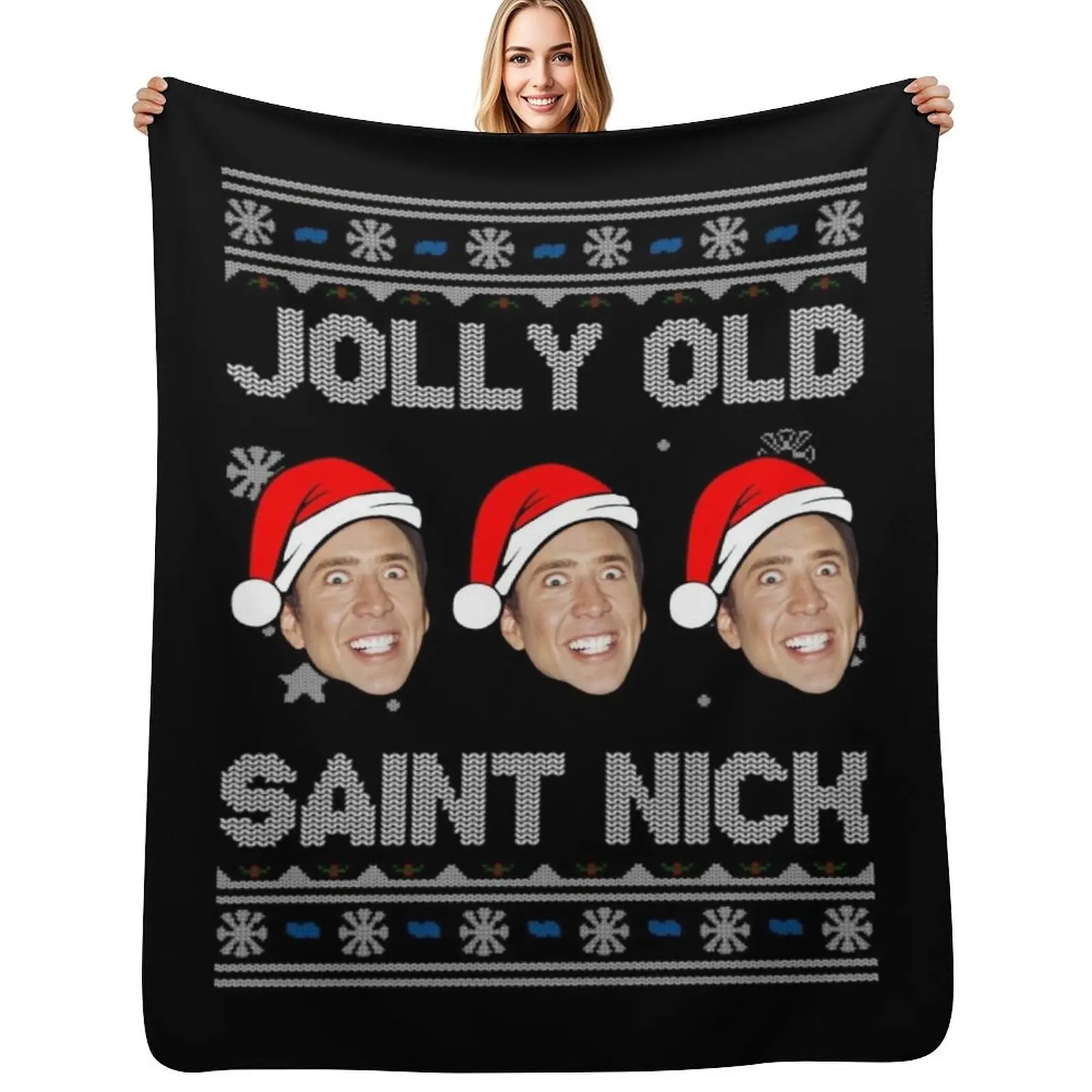Jolly Old Saint Nick Nicolas Cage Christmas Throw Blanket Blankets For Bed Decorative Beds Single Multi-Purpose Blankets
