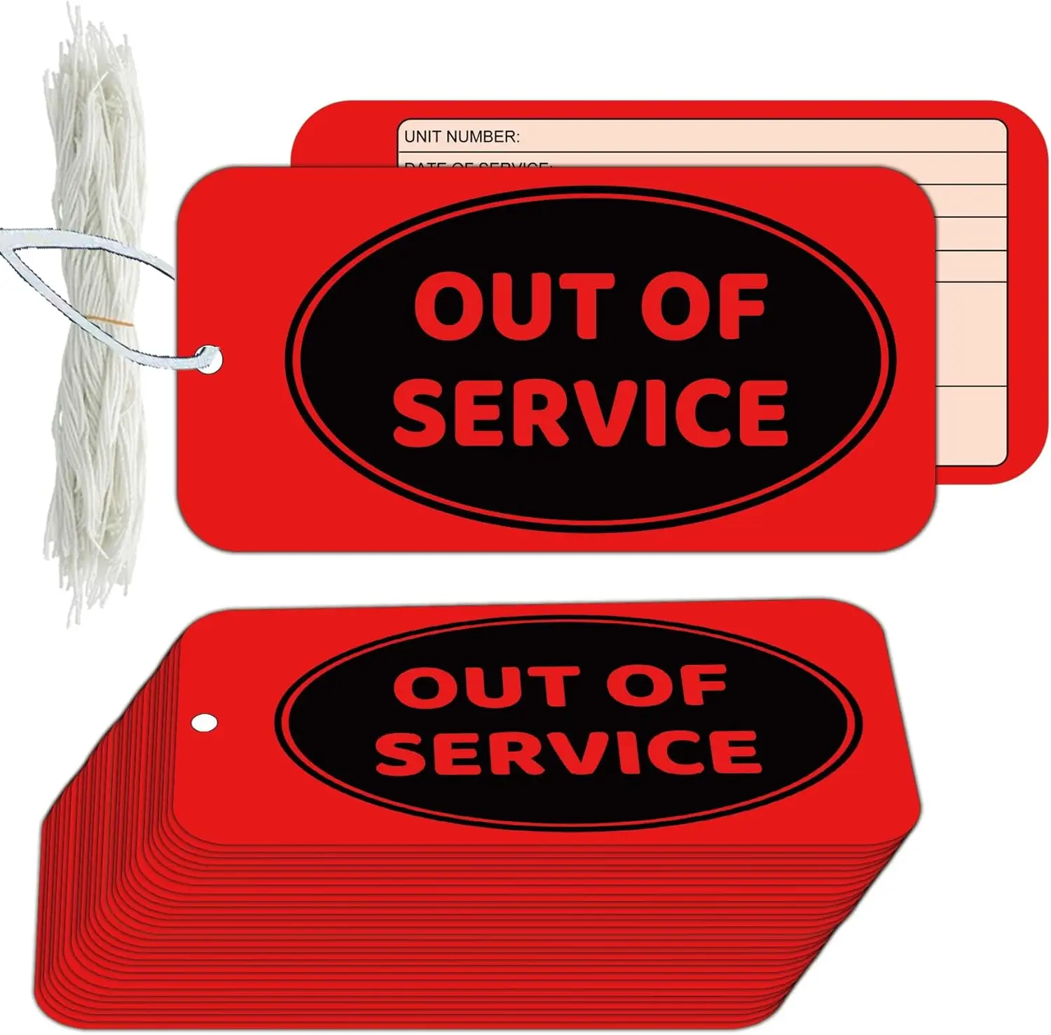 

100Pcs Out of Service Tags 6.22 x 3.15inch Red Repair Tags with Rope Maintenance Repair Tags Easily Identify Equipment
