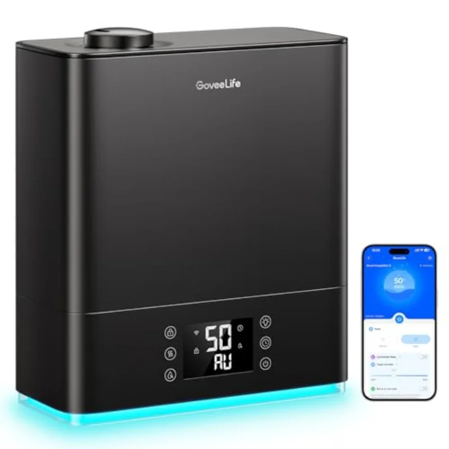 

Smart Humidifiers for Bedroom Large Room, Top-Fill Cool Mist 6L WiFi Air Humidifier, Auto Mode, App and Voice Control, 60H Runt