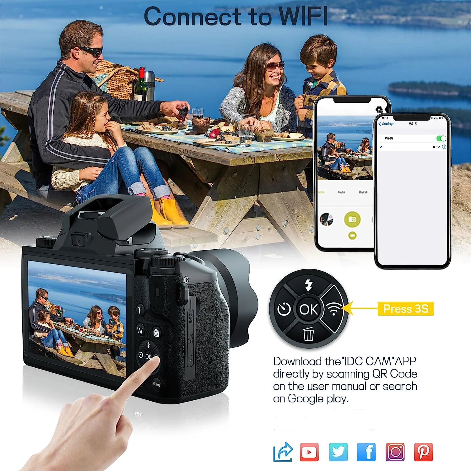 كاميرا رقمية 64 ميجابكسل SLR DSLR للتصوير الفوتوغرافي 4K 60FPS كاميرا فيديو مدونة فيديو تركيز تلقائي 4.0 بوصة تعمل باللمس كاميرا ويب يوتيوب البث المباشر