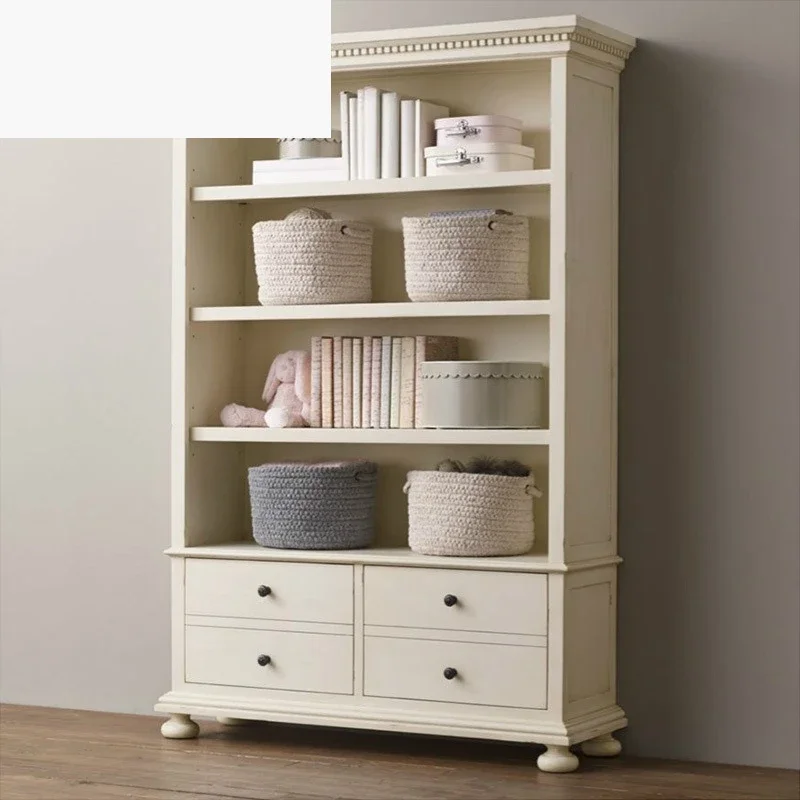 French-style solid wood bookcase, storage , multifunctional storage , multi-layer bookshelf, book , simple