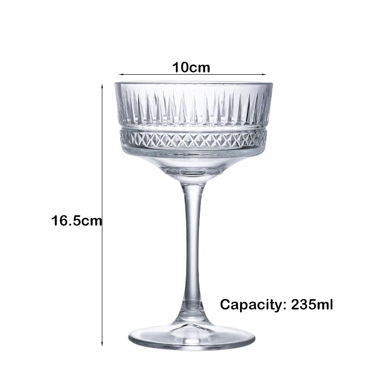 4PCS Elysia Champagne Cups, Goblet Cocktail Glasses Martini Glass Set of 4