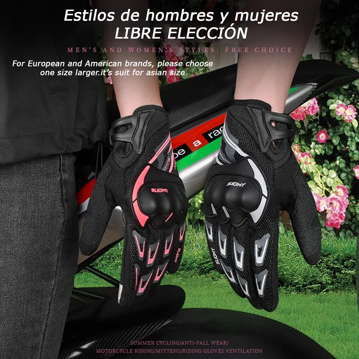 

Suomy Summer Breathable Motorcycle Racer Gloves with Touch Screen & PVC Protective Armour for Men & Women Couple Racing Cycling
