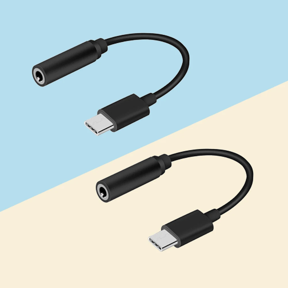 

2 Pcs Headphone Audio Adapter Type to 3.5mm Cell USB-C Male Female Jack AUX Type-C Earphone Cable