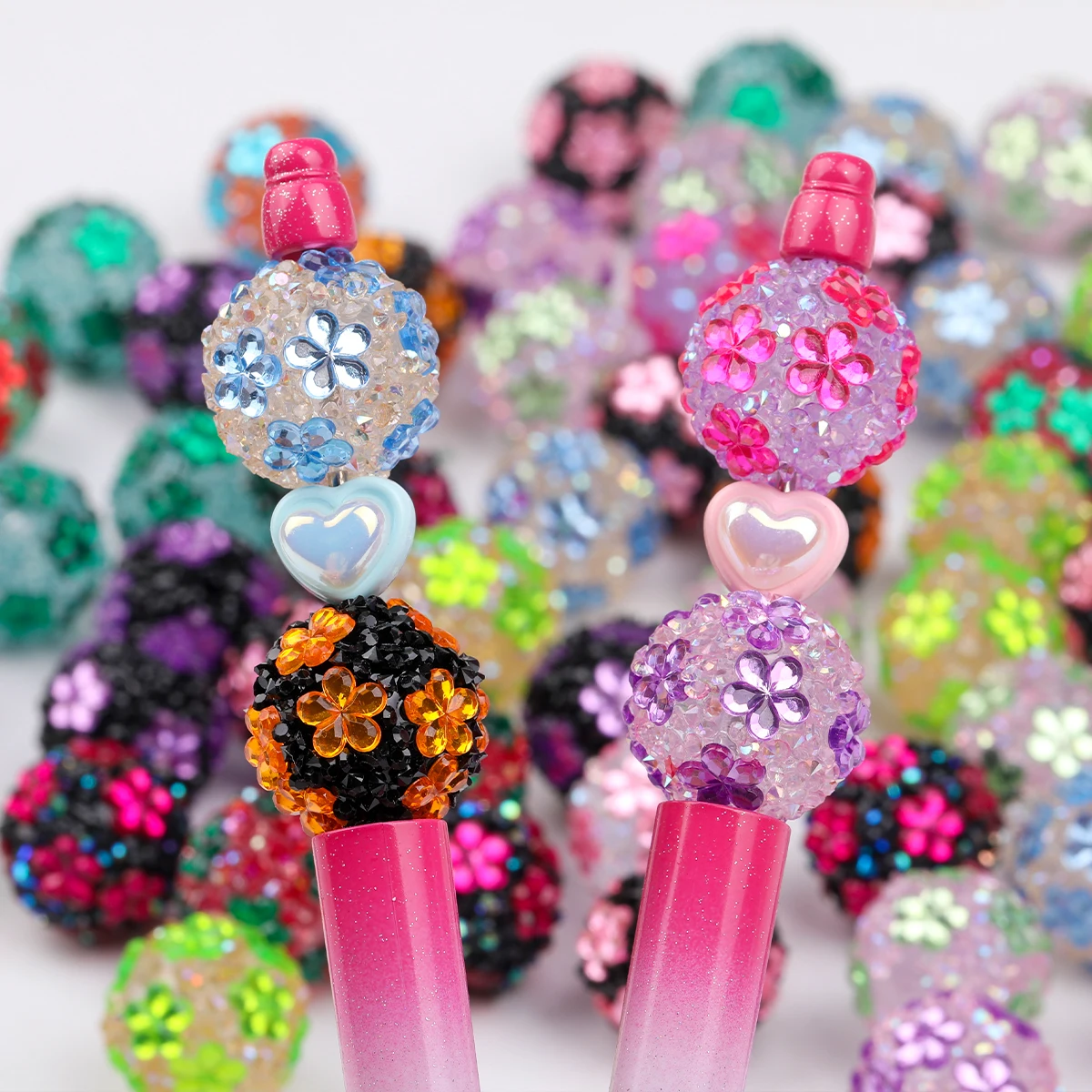 5pcs/10pcs Multicolor Granulated Sugar Round Bead Acrylic Beads with 2.5mm Drilled Holes Beads for Pen Making Loose Spacer Beads