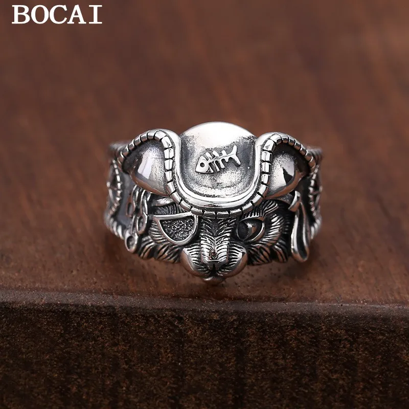 

BOCAI Новое настоящее чистое серебро S925 с зеленым кристаллом, мужское и женское кольцо, простое ретро-подарок на День святого Валентина