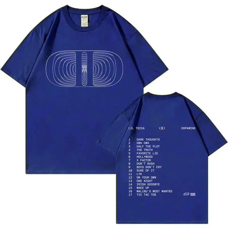 Rapper Lil Tecca Dopamine 2025 New Album Merch T-shirt Fashion Hip