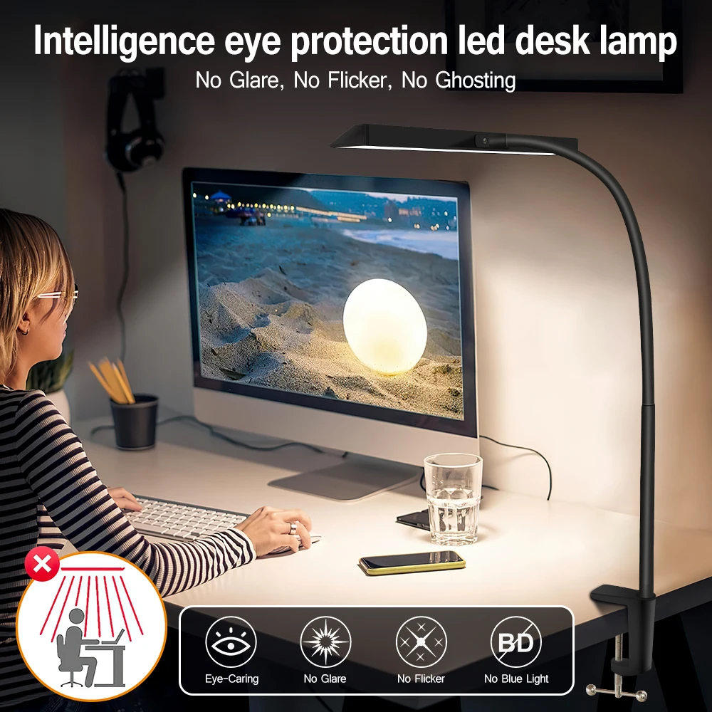 

LED Eye-Caring Desk Lamp 3 Levels Dimmable Touch Night Light USB Rechargeable Foldable Bedroom Bedside Desk