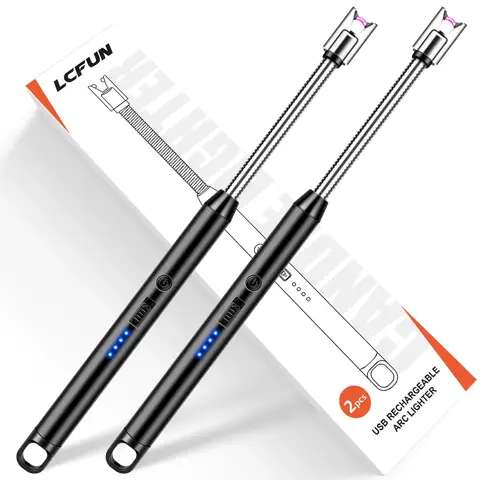 LCFUN 바람 에너지 - LED 스크린용 방어 모터 충전식 라이트 2개입 패키징 흡연 액세서리 라이터