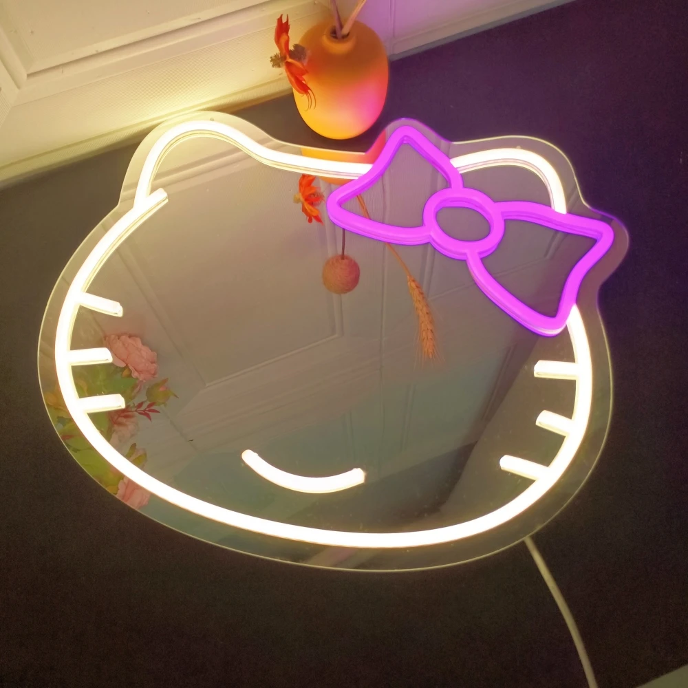 Led Neon Cat Vanity Mirror Dimmable Hello Neon Sign 16\