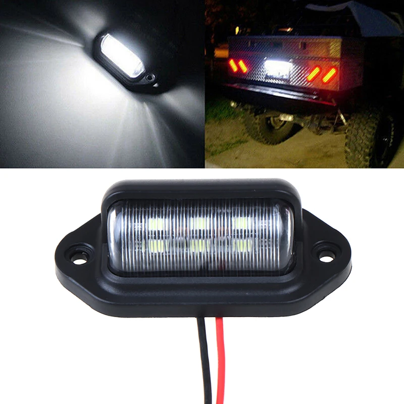 6LED Truck License Plate Light Auto Truck Bus Trailer Tail Light 12-24V Side Light Factory Direct Sales Car Accessories