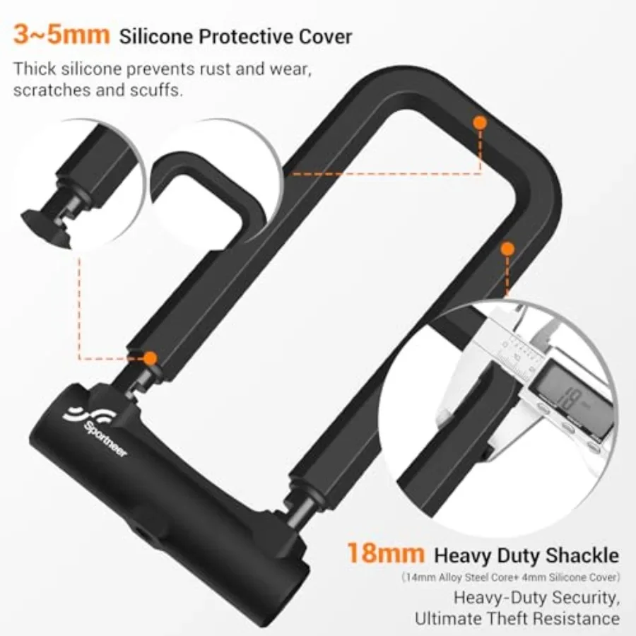 Gembok Anti Maling Heavy Duty 18mm dengan Kabel Baja Keamanan 5ft untuk Sepeda Jalan, Gunung, Listrik, dan Lipat, Belenggu Tahan Lama Desi