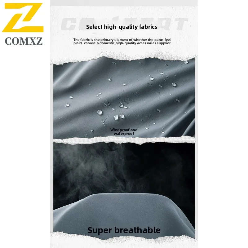 COMXZ Multi-Pocket Work Pants Men Fishing Camping Waterproof Machete Parachuter Pants Man Casual Elastic Waist Sports Trousers