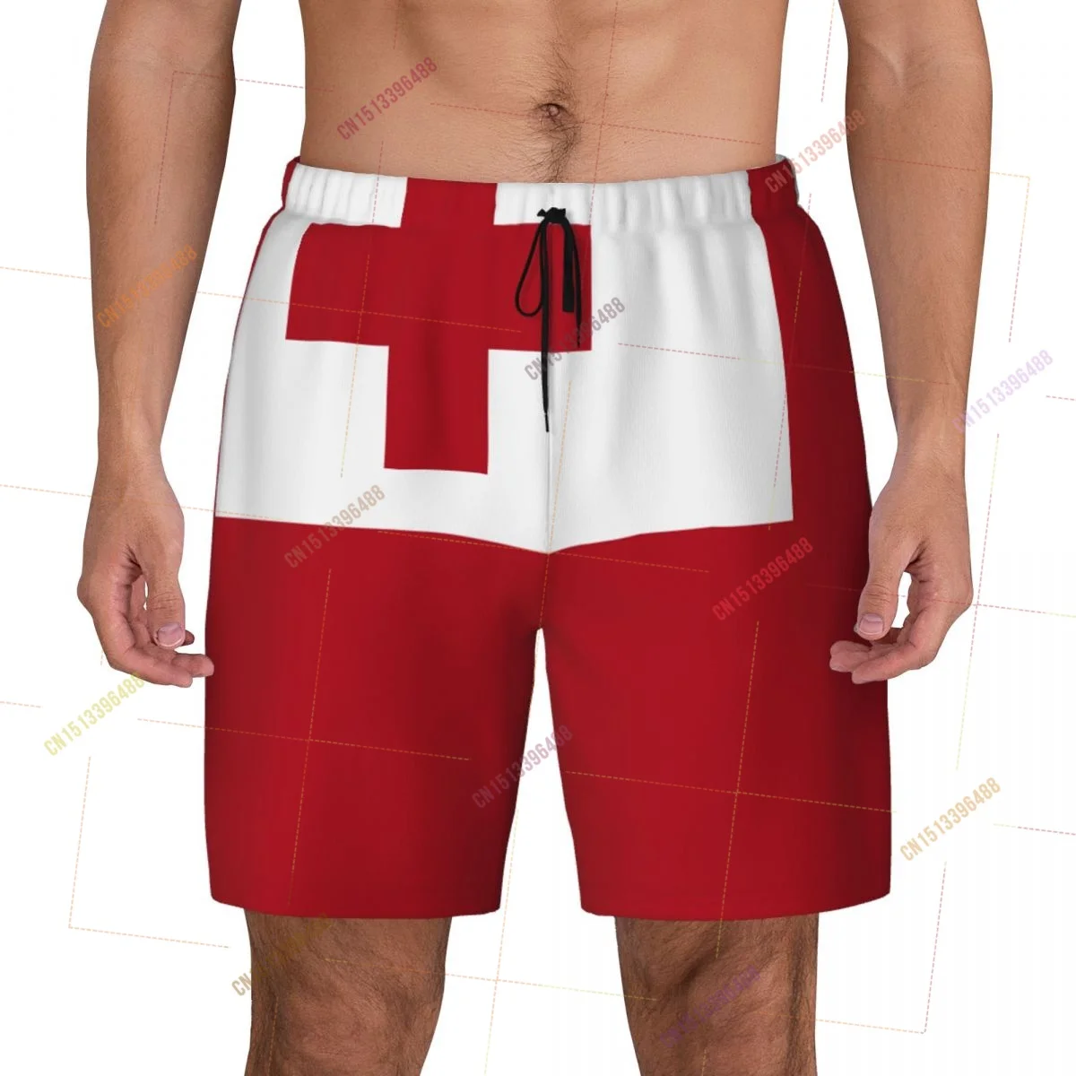 2026 Tonga Flag Top Print 3D Mens Swimming Trunks Hawaiian Bathing Beach 2 in 1 Quick-Dry Summer Swim Shorts With Pockets