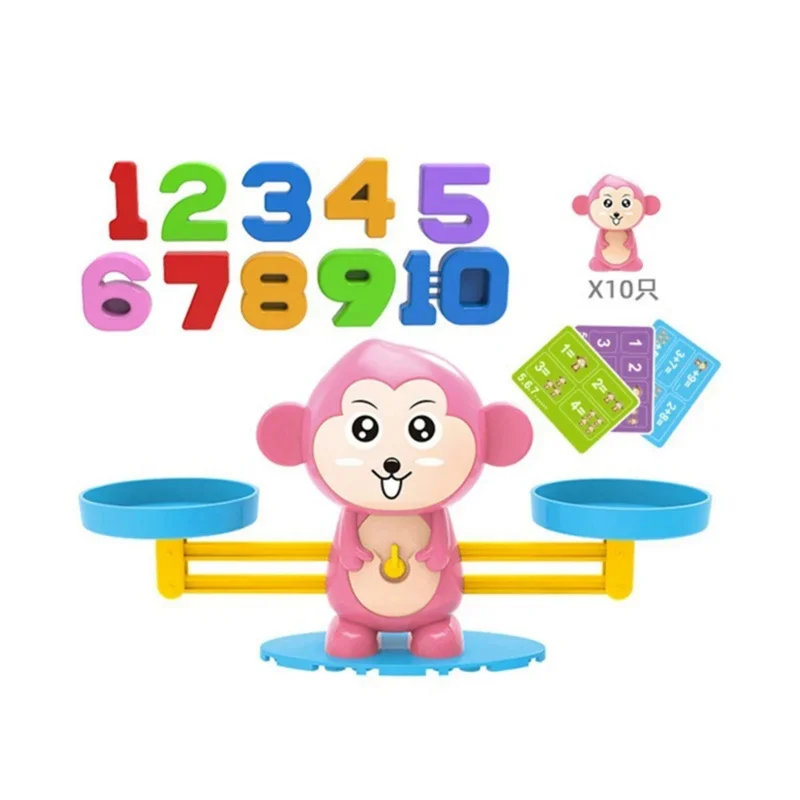 Cute monkey Children Digital Balance Scale Toys Early Montessori Educational Arithmetic counting math learning Board Games Kids