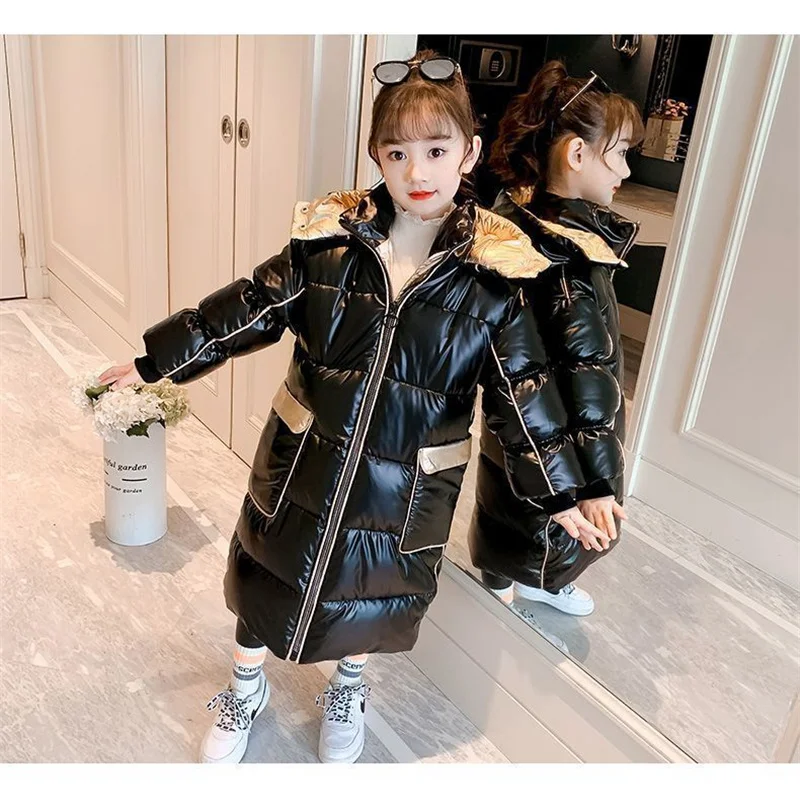 

-30℃ Winter Children Warm Long Coats Girls Thicken Plus Velvet Jackets Teen Hooded Waterproof Parka Overcoat Kids Outerwear