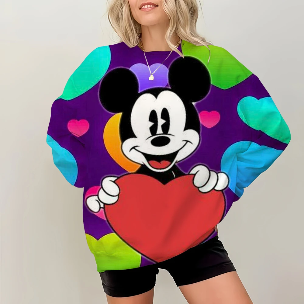 المرأة هوديس المرأة موضة هوديس ديزني ميكي ماوس طباعة البلوز هوديي المتضخم سوداديراس Harajuku معاطف أنيقة