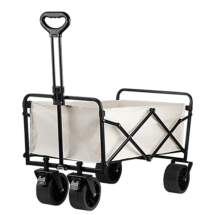 Hot selling camping outdoor folding oversized camping hand pulled cart small cart metal with brake picnic cart