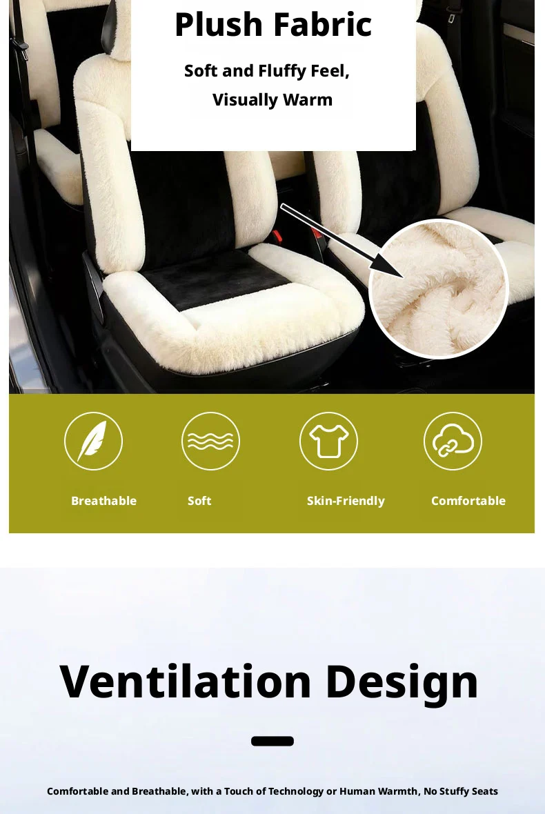 SEAMETAL Plüsch-Autositzbezug Winter Warmes Sitzkissen Arktisches Fleece Auto-Sitzschutzpolster Universelles Innenzubehör – Detail 4