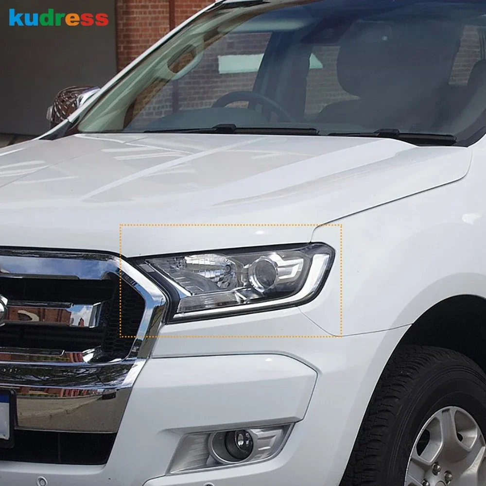 For Ford Ranger 2015 2016 ABS Chrome Front Head Light Lamp Cover Trim Headlight Headlamp Frame Trims Car Exterior Accessories