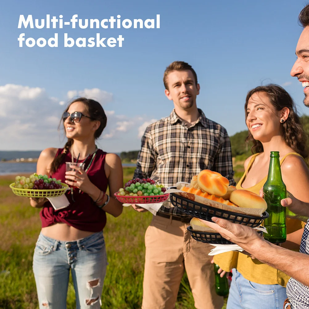 

10Pcs Bread Tray Sturdy Snack Container Reusable Plastic Basket for Fast Food Fruit Storage Decorative Kitchen Pantry