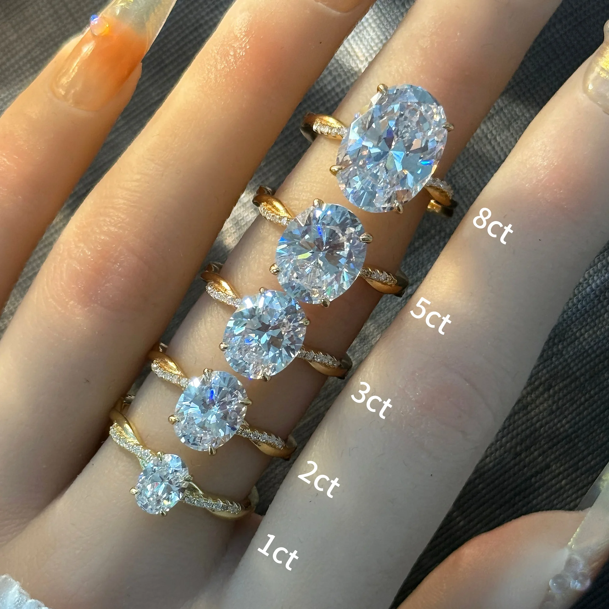 

Кольцо для помолвки с овальным муассанитом GRA (D, VVS) 1-8 карат, дизайн «Витая лоза», из серебра 925 пробы, подарок для неё