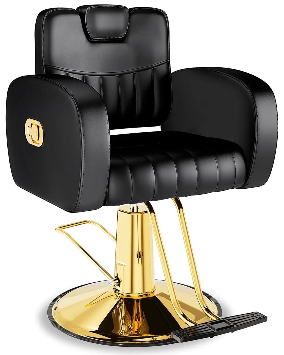 Black Salon Chair for Hair Stylist, Reclining Barber Hairdresser Cutting Chair with Heavy Duty Hydraulic Pump Max Load Weight 44