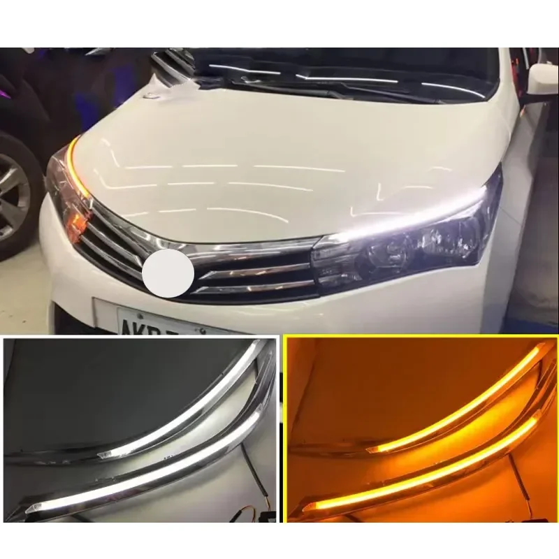 

LED DRL Headlight Eyebrow Daytime Running Light With Flowing Dynamic Turn Signal For Toyota Corolla 2015 2016 2017 2018 2019