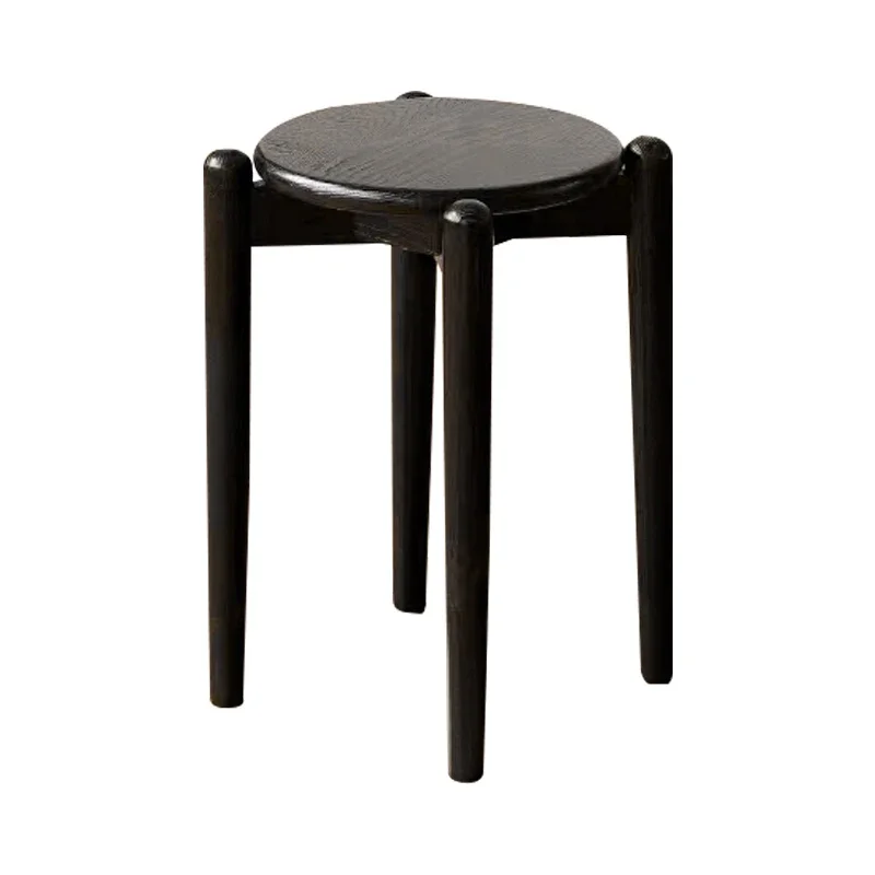 Modern Solid Wood Dining Stools Stacking Design Makeup Stools Reinforced Beam Desk and Chairs Versatile Scene Home Furniture - Image 6