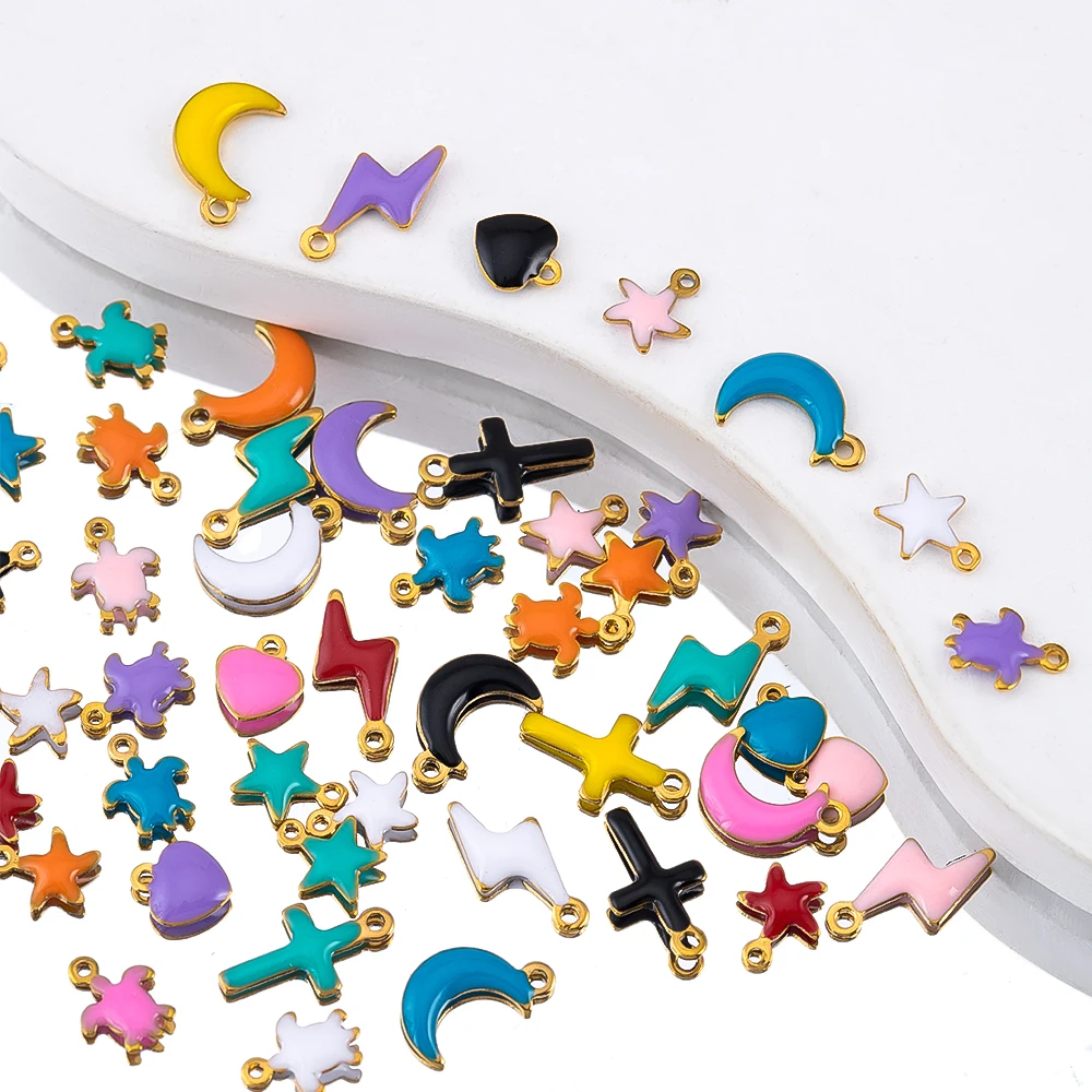 10pcs 20pcs Stainless Steel Min Enamel Colorful Charm Turtle Star Pendant for DIY Women Jewelry Making Necklace Earring Supplies image 4