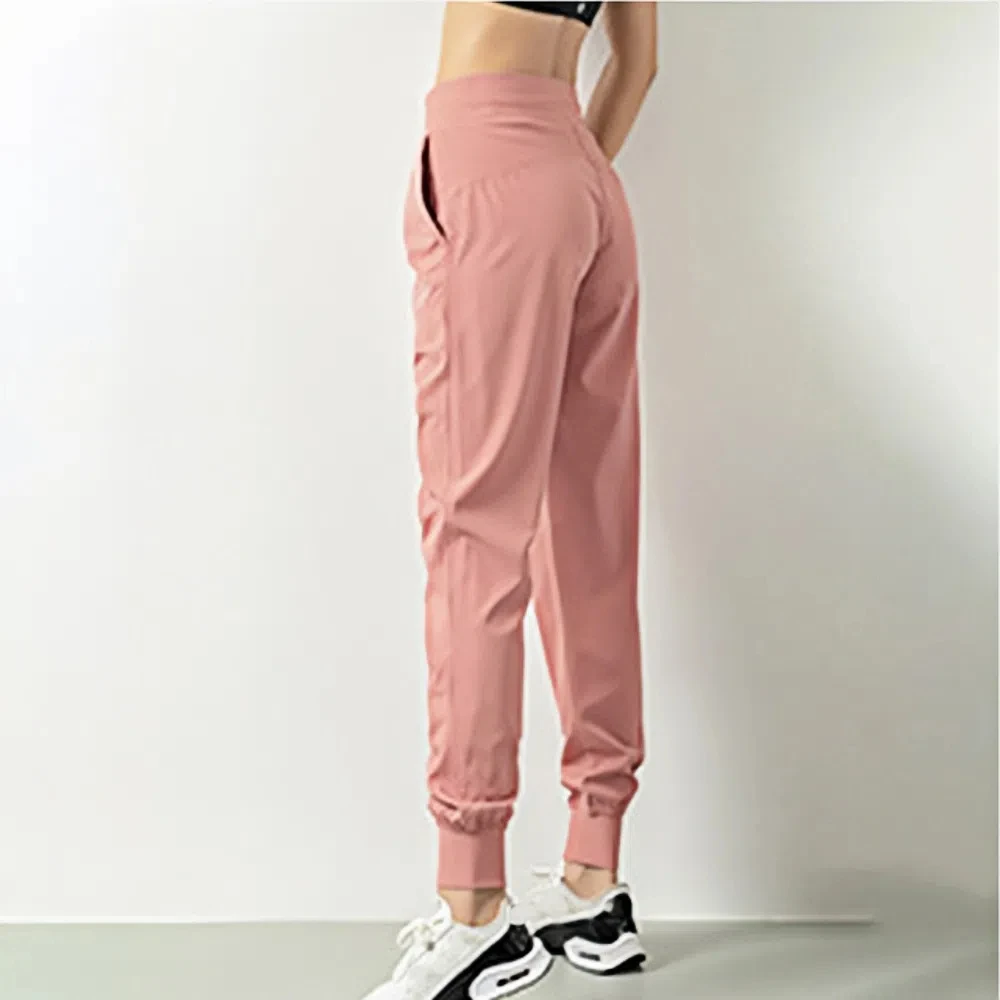 Slimming Wrinkle Running Pants Tapered High Waist Yoga Pants Stretchy Breathable Fitness Pants Running
