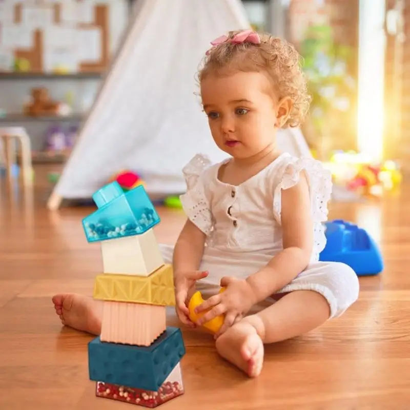 Cubos empilhamento educacionais CORB para crianças Cores brilhantes Blocos construção criativos Brinquedo jogo seguro