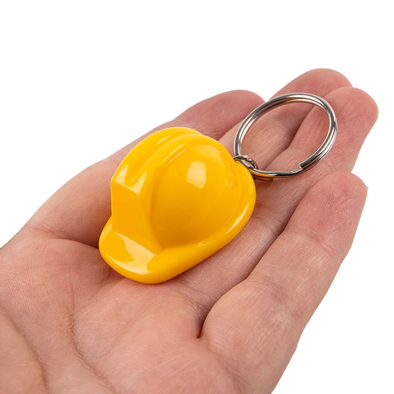 1Pcs Plastic Helmet Hard Hat Keychain Event Holiday Creative Practical Yellow White Color Safety Helmet Keychain Jewelry Gift