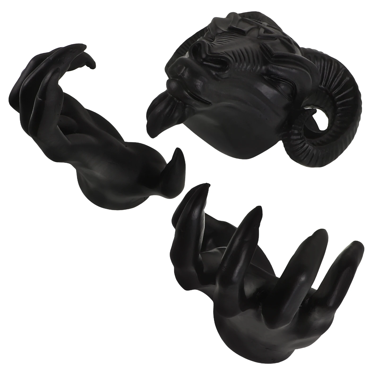 

1 set Goat Head Wall Decor Resin Halloween Decoration Unique Design Horror Home Party Skull Statue Room Decor Small Animal