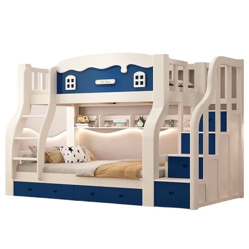 Solid wood child and mother bunk Thickened upper and lower bed Mother High and low multi-functional