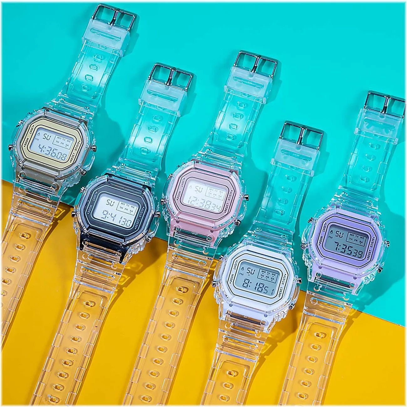 Fashion Men Women Watches Transparent Digital Sport Lover\'s Gift Children Kid\'s Wristwatch Female Clock Fashion Atmosphere