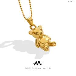 2022 French Luxury Gold Color Bear Pendant Necklace for Women Fashion Design Titanium Steel Choker Necklace Unisex Gift Jewelry