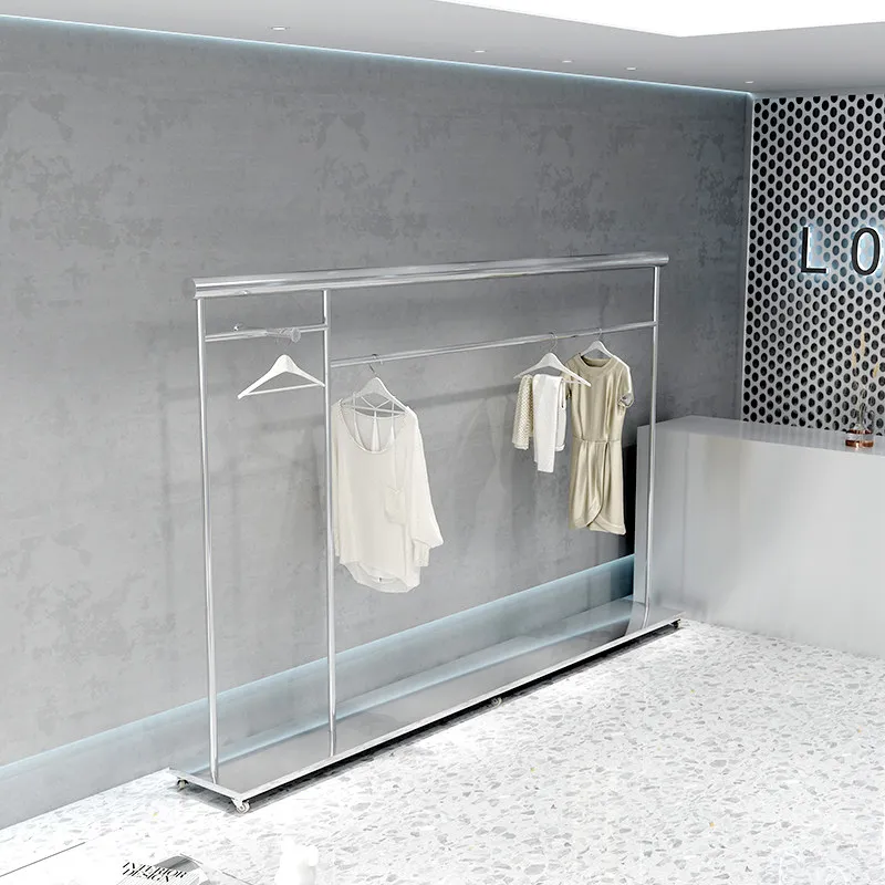 

YFY clothing store display rack against the wall floor-to-ceiling steel acrylic hanger for men's and women's special live